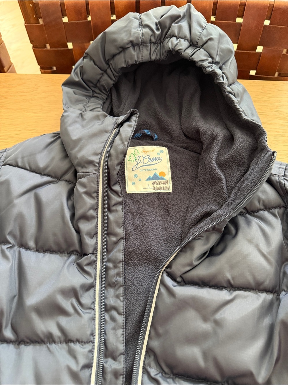 J. Crew Kids Puffer Jacket with Hood - blue size Large